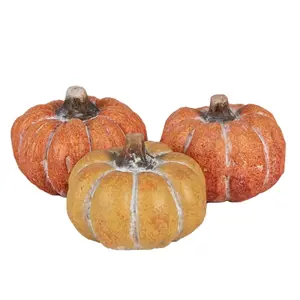 Set 3ks keramická oranžová dekorace dýně Pumpkin - 3* Ø 5*4 cm  Clayre & Eef