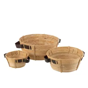 Set 3ks kulatý ratanový košík Rattan Natural - Ø 44*18/ Ø 44*18/ Ø 44*18 cm J-Line by Jolipa