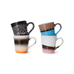 Set 4ks retro hrnek na kávu Espresso 70s Funky - 8* Ø 5,8*6,2cm / 80ml  HKLIVING