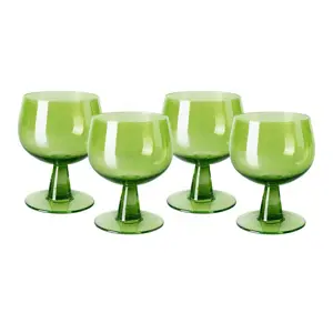 Set 4ks zelená lim sklenice na víno na nízké noze The Emeralds - Ø 8*11cm/ 250ml HKLIVING