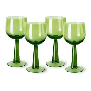 Produkt Set 4ks zelená lim sklenice na víno na vysoké noze The Emeralds - Ø 8*17cm/ 200ml HKLIVING