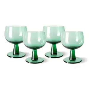 Produkt Set 4ks zelená sklenice na víno na nízké noze The Emeralds - Ø 8*11cm/ 250ml HKLIVING