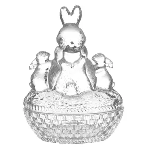 Produkt Skleněná dóza na bonbóny s králíčky Rabbit - 12*9*17 cm Clayre & Eef