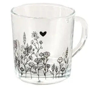 Produkt Skleněný hrneček s květinami Flora And Fauna - Ø 8*11*9 cm / 250 ml Clayre & Eef