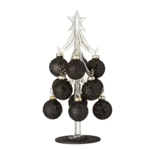 Produkt Skleněný stromek s černými koulemi Baubles Stars  – 10*10*20 cm J-Line by Jolipa