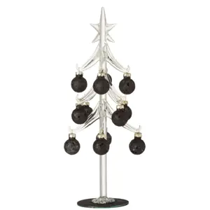 Skleněný stromek s černými koulemi Baubles Stars Medium – 12*12*30 cm J-Line by Jolipa