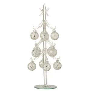 Skleněný stromek se stříbrnými koulemi Baubles Stars  – Ø 12*30 cm J-Line by Jolipa