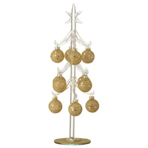 Produkt Skleněný stromek se zlatými koulemi Baubles Stars Medium – 12*12*30 cm J-Line by Jolipa