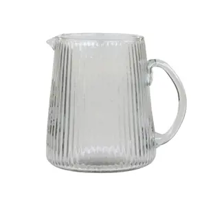 Skleněný transparentní džbán s vroubky Jug Groove - 14*18cm Chic Antique