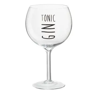 Produkt Sklenička s černým nápisem Gin Tonic - Ø12*22cm/880ml J-Line by Jolipa