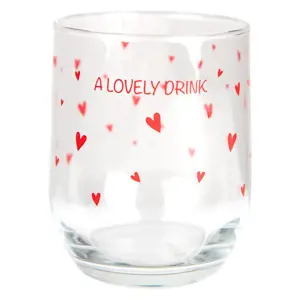 Produkt Sklenička s červenými srdíčky A Lovely Drink - Ø 8*9 cm / 300 ml Clayre & Eef