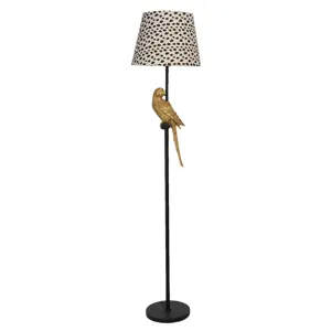 Produkt Stojací lampa se vzorovaným stínidlem a dekorací papouška – Ø 37*165 cm E27 Clayre & Eef