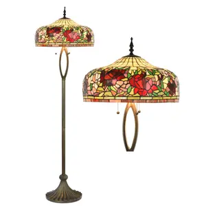 Produkt Stojací lampa Tiffany Rosa - Ø 48*165 cm E27/max 3*60W Clayre & Eef