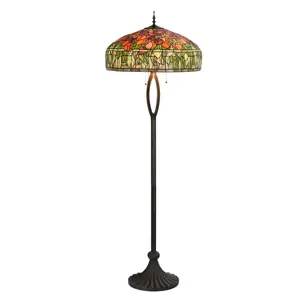 Stojací vitrážová lampa s tulipány Tiffany Amorette – Ø 56 cm E27/max 3*60W Clayre & Eef