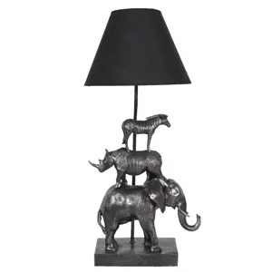 Produkt Stolní lampa s černým stínidlem a dekorací zvířat Safari - 32*27*65 cm Clayre & Eef