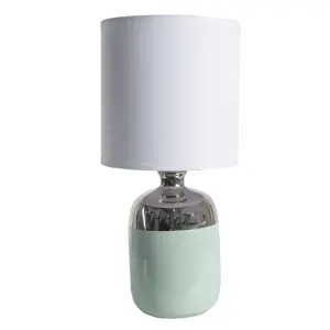 Stolní lampa s keramickou nohou a bílým stínidlem - Ø 15*33 cm E27/max 1*60W Clayre & Eef