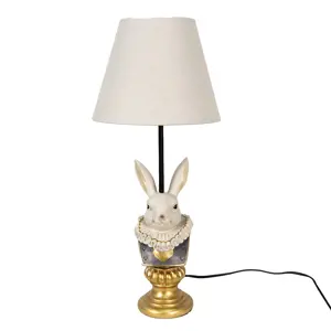 Produkt Stolní lampa s králíkem a béžovým stínidlem Rabbie - Ø 23*53 cm Clayre & Eef