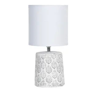Stolní lampa s listy a bílým stínidlem - Ø  15*31 cm E14/max 1*40W Clayre & Eef
