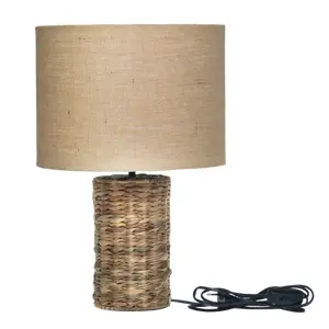 Stolní lampa s pletenou základnou a lněným stínidlem Pipp - 26*50 cm/ E27 Chic Antique