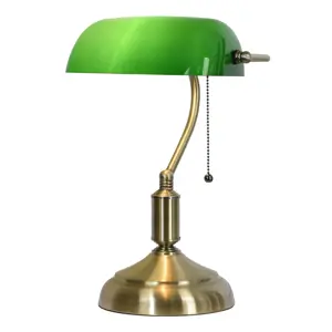 Produkt Stolní lampa se zeleným skleněným stínidlem GreenBank - 27*17*41 cm E27/max 1*60W Clayre & Eef