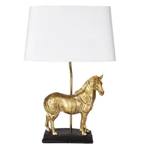 Stolní lampa se zlatou dekorací koně Horse golden - 35*18*55 cm E27/max 1*60W Clayre & Eef