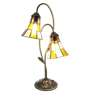 Produkt Stolní lampa Tiffany Flowerbell orange - 35*18*61 cm E14/max 2*25W Clayre & Eef