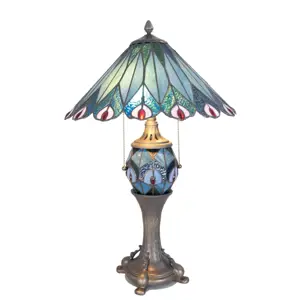 Produkt Stolní lampa Tiffany Peacock - Ø 40*68 cm Clayre & Eef