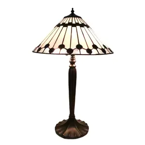 Produkt Stolní lampa Tiffany s bílým stínidlem Pienne - Ø 40*63 cm E27/max 2*60W Clayre & Eef