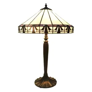 Produkt Stolní lampa Tiffany s bílým stínidlem Potenia - Ø 41*63 cm E27/max 2*60W Clayre & Eef