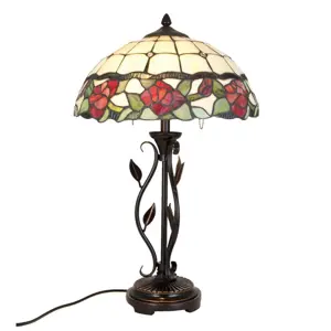 Produkt Stolní lampa Tiffany s růžemi Rosalin - Ø 35*61 cm 2x E27/60W Clayre & Eef