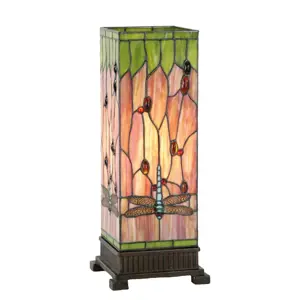 Produkt Stolní lampa Tiffany Square dragonfly Clayre & Eef