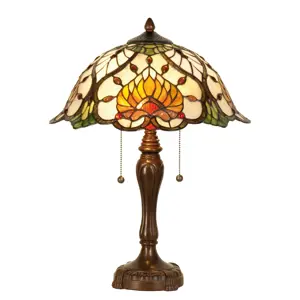 Produkt Stolní lampa Tiffany Yellow Garden - Ø 40*50 cm 2x E27 Clayre & Eef