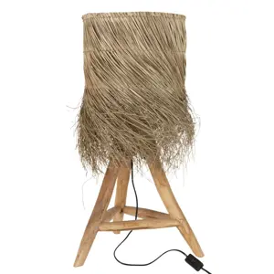 Stolní lampa z teakového dřeva a stínidlem z trávy Rafi grass - Ø 48*66 cm/ E27/ 70W J-Line by Jolipa