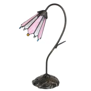 Produkt Stolní Tiffany lampa Flowerbell pink - 30*17*48 cm E14/max 1*25W Clayre & Eef