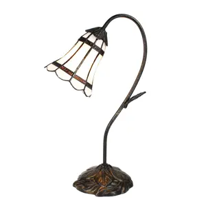 Produkt Stolní Tiffany lampa hnědé pruhy BrownLine - 30*17*48 cm E14/max 1*25W Clayre & Eef