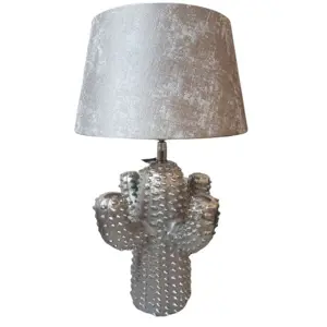 Stříbrná kovová stolní lampa Cactus  -Ø 25*43 cm/ E27 Colmore by Diga