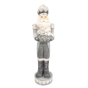 Produkt Stříbrná vánoční dekorace socha Santa jako Louskáček - 22*21*82 cm Clayre & Eef