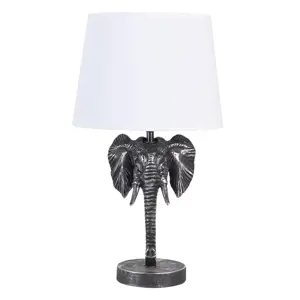 Produkt Stříbrno bílá stolní lampa s hlavou slona - 25*25*41 cm E27 Clayre & Eef