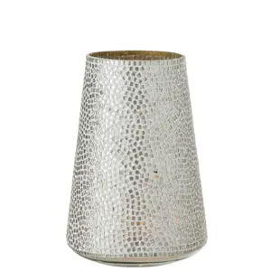 Stříbrno - bílý skleněný svícen Mosaic - Ø 21*30cm J-Line by Jolipa