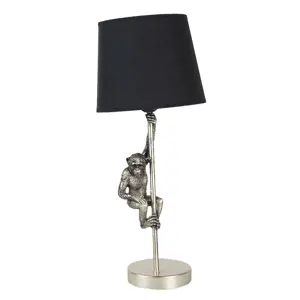 Produkt Stříbrno černá stolní lampa s opicí - Ø 20*49 cm E27 Clayre & Eef