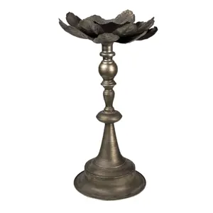 Stříbrno-měděný kovový svícen s květem Rosemarie - Ø 28*50 cm Clayre & Eef