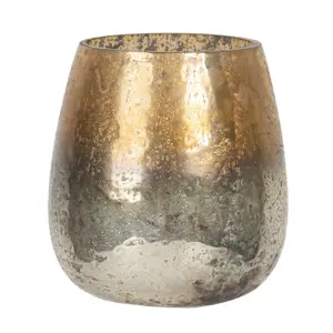 Produkt Stříbrno-zlatý skleněný svícen - Ø 9*10 cm Clayre & Eef