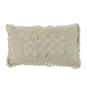 Světle zelený bavlněný polštář s krajkou Lace green - 50*10*30cm J-Line by Jolipa