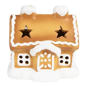 Svítící keramická perníková chaloupka Gingerbread House - 11*9*11 cm Clayre & Eef