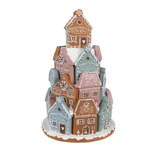 Produkt Svítící perníková věž z barevných chaloupek Gingerbread House - Ø 19*28 cm / 3*AAA Clayre & Eef