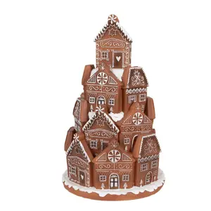 Produkt Svítící perníková věž z chaloupek Gingerbread House - Ø 18 * 28 cm/ 3*AAA Clayre & Eef