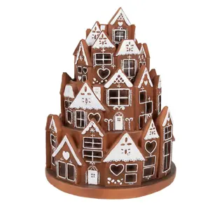 Produkt Svítící perníková věž z chaloupek Gingerbread House - Ø 21 * 26 cm/ 3*AAA Clayre & Eef