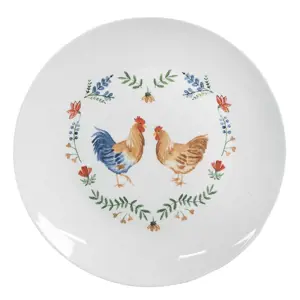 Talířek s kohoutkem a slepičkou Chicken and Rooster - Ø 20*2 cm Clayre & Eef