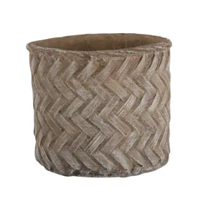 Produkt Taupe cementový květináč - design tkaného květináče  M - Ø 16,5*15 cm J-Line by Jolipa