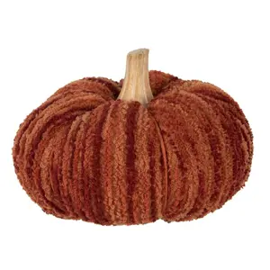 Tmavě cihlová látková dekorace dýně Pumpkin L - Ø 15*12 cm  Clayre & Eef